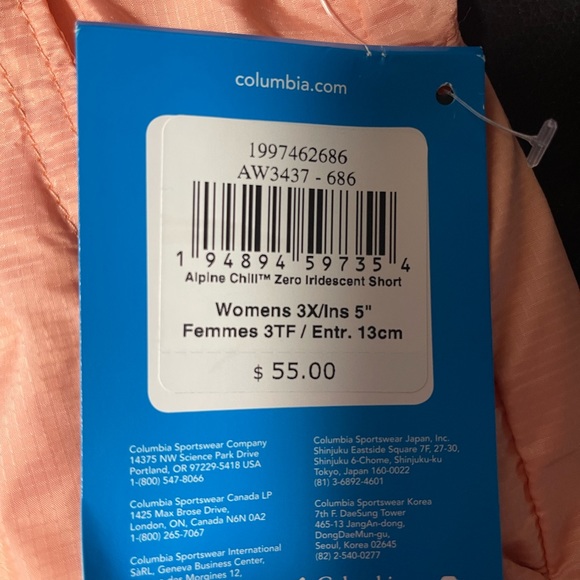 NWT Columbia plus 3x running shorts. Light peach color Alpine chill 5inch inseam - Picture 4 of 5